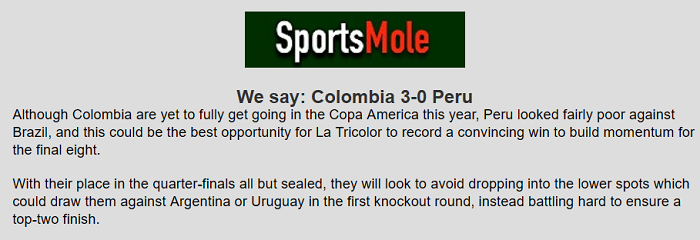 Dự đoán Colombia vs Peru (7h 21/6) bởi chuyên gia Sam Varley - Ảnh 1