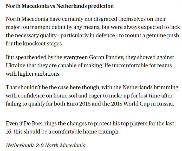George Flood dự đoán Bắc Macedonia vs Hà Lan, 23h ngày 21/6 - Ảnh 1