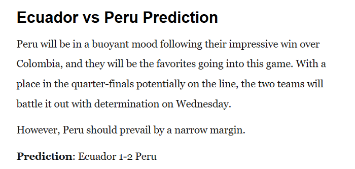 Evan Tiwari dự đoán Ecuador vs Peru, 4h ngày 24/6 - Ảnh 1