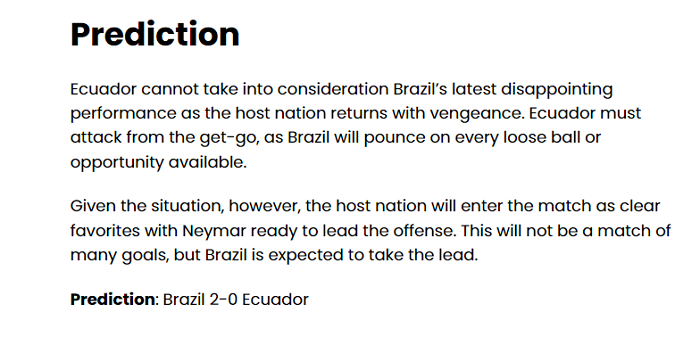 Dự đoán Brazil vs Ecuador (4h 28/6) bởi chuyên gia Lizzy Becherano - Ảnh 1