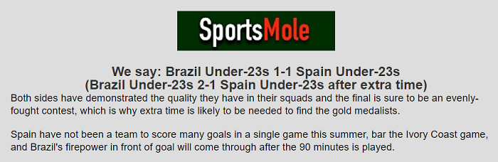 Dự đoán U23 Brazil vs U23 Tây Ban Nha (18h30 7/8) bởi chuyên gia Sammy Wynne - Ảnh 1