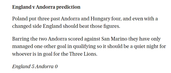 Dự đoán Anh vs Andorra (23h 5/9) bởi chuyên gia Marco Giacomelli - Ảnh 1