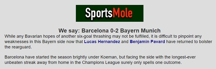 Dự đoán Barcelona vs Bayern Munich (2h 15/9) bởi chuyên gia Ben Knapton - Ảnh 1