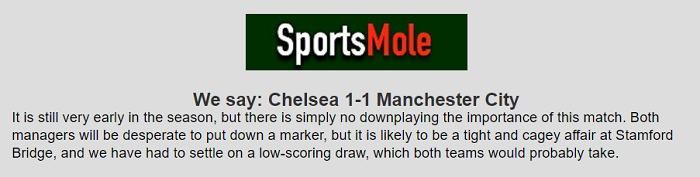 Dự đoán Chelsea vs Man City (18h30 25/9) bởi chuyên gia Matt Law - Ảnh 1