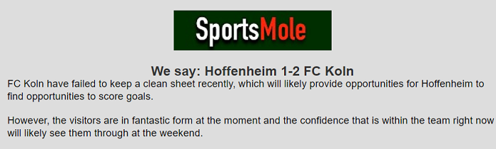 Dự đoán Hoffenheim vs Koln (1h30 16/10) bởi chuyên gia Matthew Wilkinson - Ảnh 1