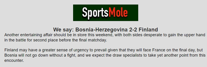 Ben Knapton dự đoán Bosnia-Herzegovina vs Phần Lan, 21h ngày 13/11 - Ảnh 1