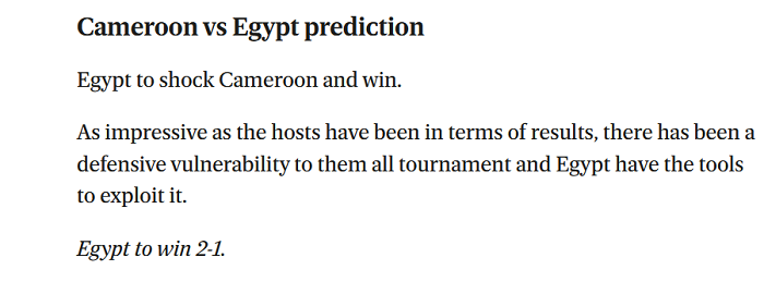Jonathan Gorrie dự đoán Cameroon vs Ai Cập, 2h ngày 4/2 - Ảnh 1