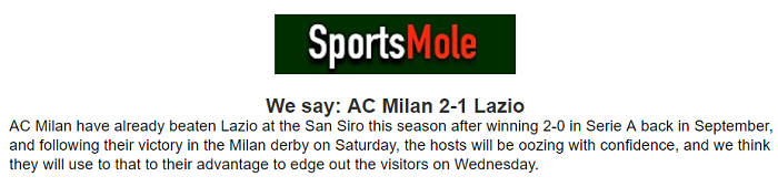 Ben Sully dự đoán AC Milan vs Lazio, 3h ngày 10/2 - Ảnh 1