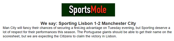 Matt Law dự đoán Sporting Lisbon vs Man City, 3h ngày 16/2 - Ảnh 1