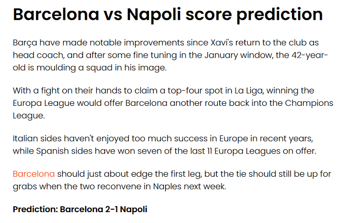 Sean Walsh dự đoán Barcelona vs Napoli, 0h45 ngày 18/2 - Ảnh 1