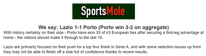 Jonathan O'Shea dự đoán Lazio vs Porto, 0h45 ngày 25/2 - Ảnh 1