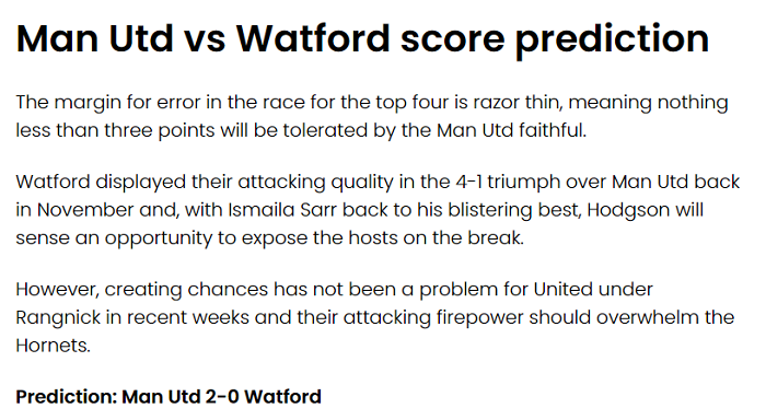 Craig Vickers dự đoán MU vs vs Watford, 22h ngày 26/2 - Ảnh 1