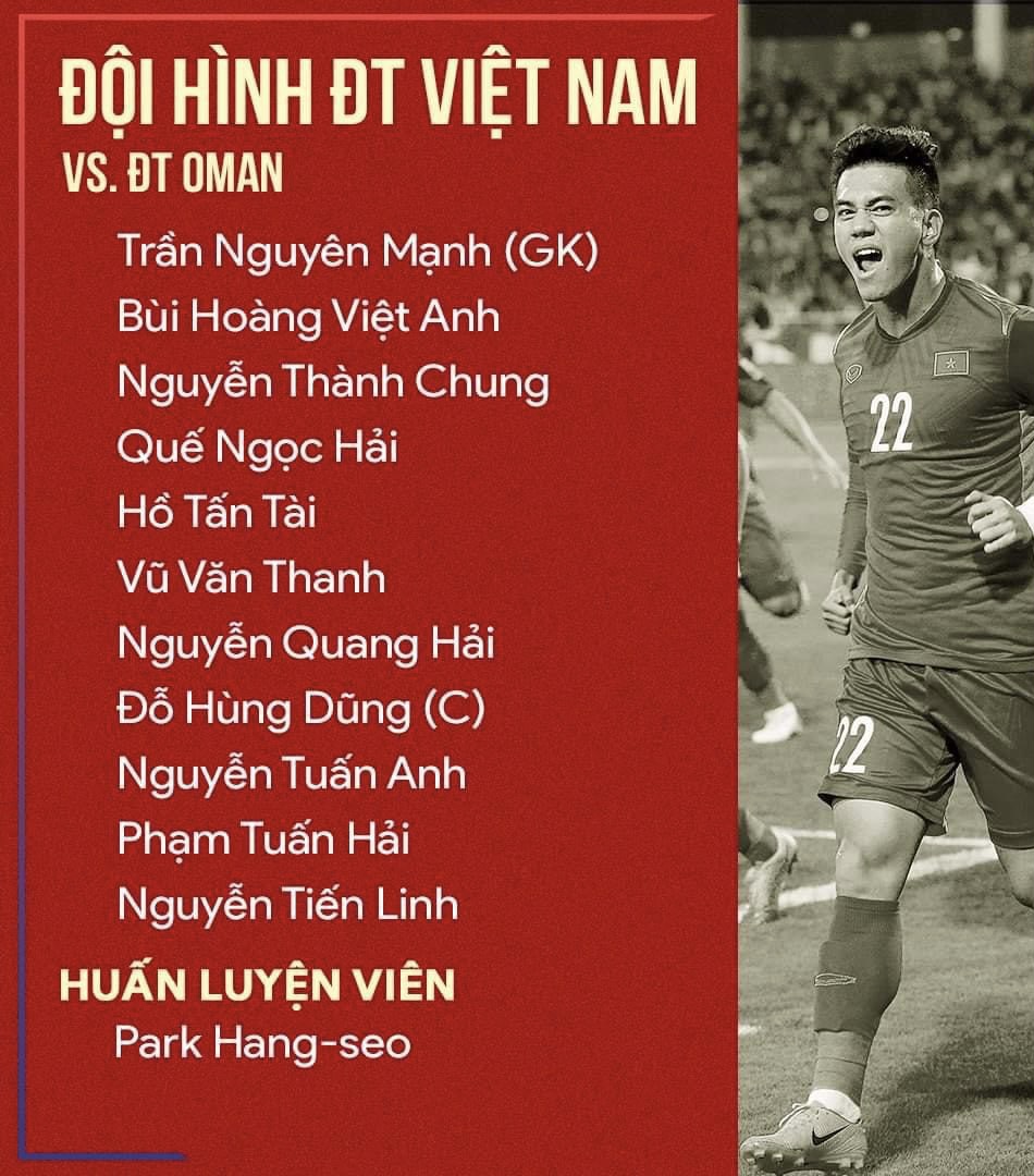 Đội hình ra sân chính thức Việt Nam vs Oman, 19h ngày 24/3 (cập nhật) - Ảnh 1