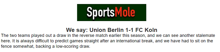Matt Law dự đoán Union Berlin vs Koln, 1h30 ngày 2/4 - Ảnh 1
