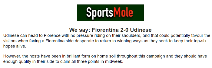 Oliver Thomas dự đoán Fiorentina vs Udinese, 23h ngày 27/4 - Ảnh 1