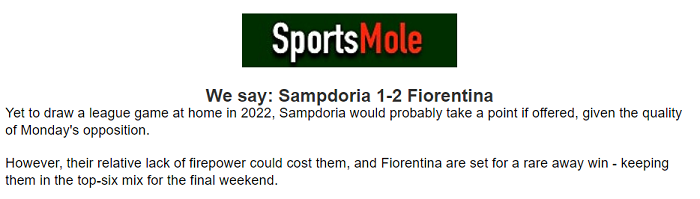 Jonathan O'Shea dự đoán Sampdoria vs Fiorentina, 23h30 ngày 16/5 - Ảnh 1