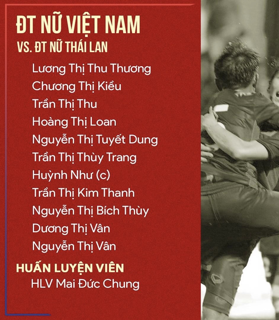 Đội hình ra sân chính thức nữ Việt Nam vs nữ Thái Lan, 19h ngày 22/5 (cập nhật) - Ảnh 1