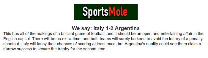 Matt Law dự đoán Italia vs Argentina, 1h45 ngày 2/6 - Ảnh 1