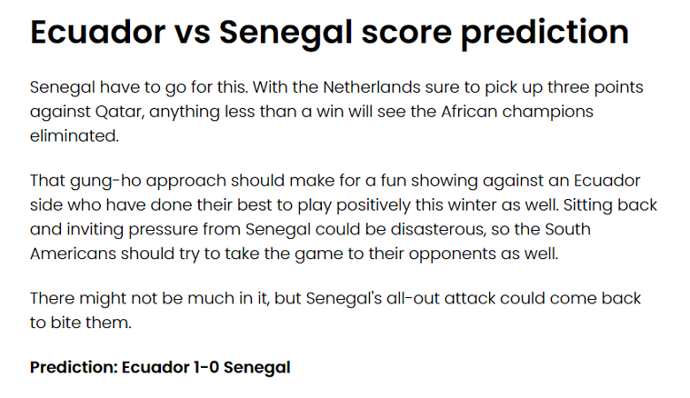 Tom Gott dự đoán Ecuador vs Senegal, 22h ngày 29/11 - Ảnh 1