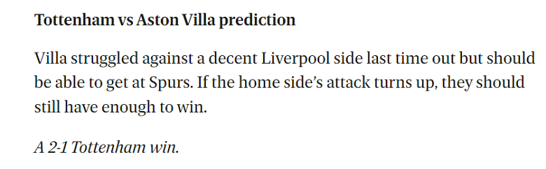 Marc Mayo dự đoán Tottenham vs Aston Villa, 21h ngày 1/1 - Ảnh 1