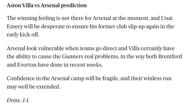 Matt Verri dự đoán Aston Villa vs Arsenal, 19h30 ngày 18/2 - Ảnh 1