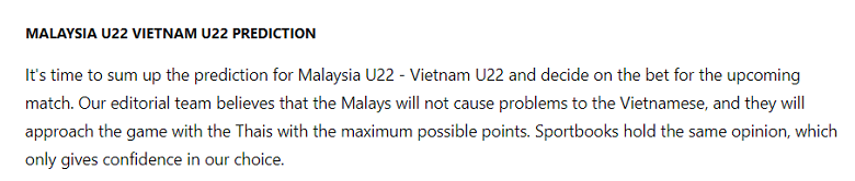 Chuyên gia dự đoán kết quả U22 Việt Nam vs U22 Malaysia, 19h00 ngày 8/5 - Ảnh 1