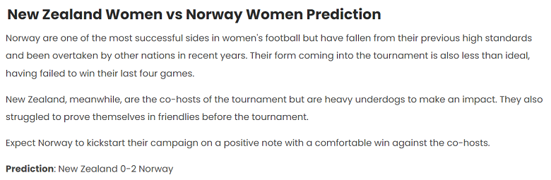 Chuyên gia dự đoán nữ New Zealand vs nữ Na Uy, 14h ngày 20/7 - Ảnh 1