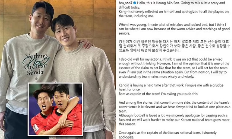 Son Heung-min nhận lời xin lỗi của Lee Kang-in, mong NHM tha thứ cho đàn em - Ảnh 1