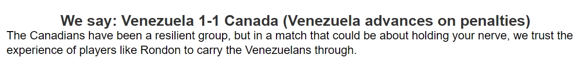 Chuyên gia dự đoán Venezuela vs Canada, 8h00 ngày 6/7 - Ảnh 1