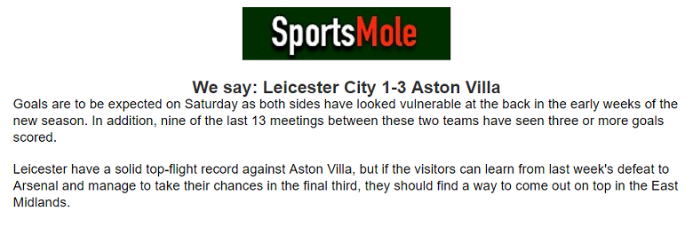 Chuyên gia dự đoán Leicester City vs Aston Villa, 21h00 ngày 31/8 - Ảnh 1