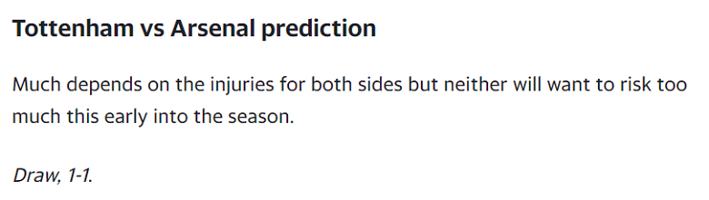 Chuyên gia dự đoán Tottenham vs Arsenal, 20h00 ngày 15/9 - Ảnh 1