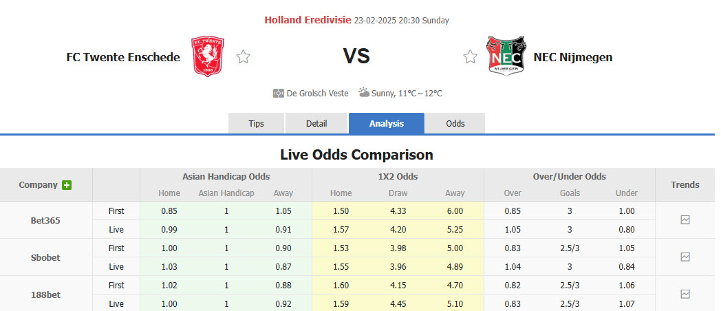 Nhận định, soi kèo Twente vs NEC Nijmegen, 20h30 ngày 23/2: Thể lực bào mòn - Ảnh 1