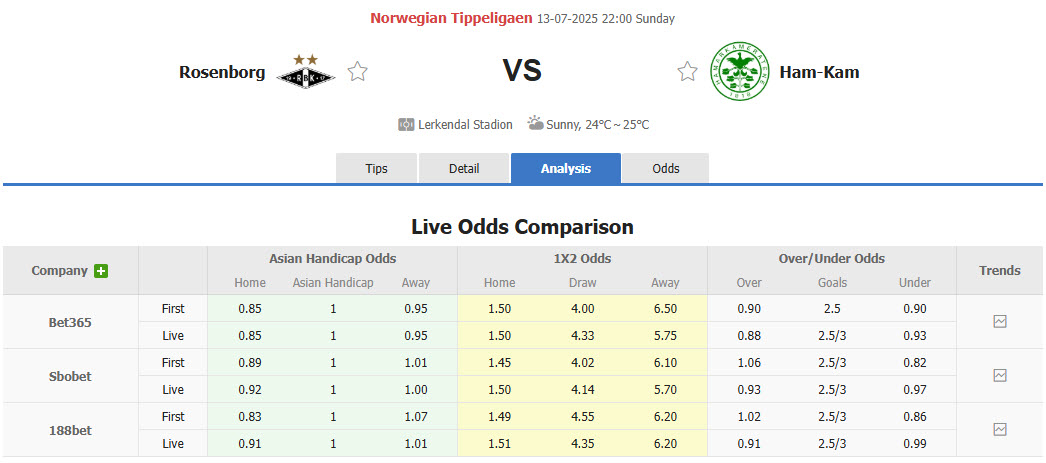 Nhận định, soi kèo Rosenborg vs Hamarkameratene, 22h00 ngày 13/7: Xa dần top 4 - Ảnh 1