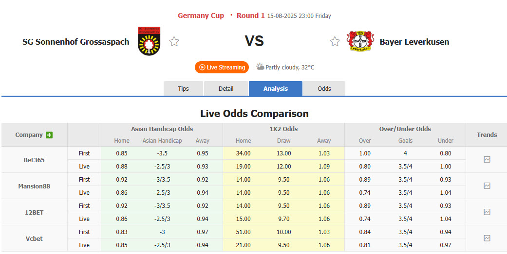 Nhận định, soi kèo Sonnenhof Grobaspach vs Leverkusen, 23h00 ngày 15/8: Đẳng cấp vượt trội - Ảnh 1