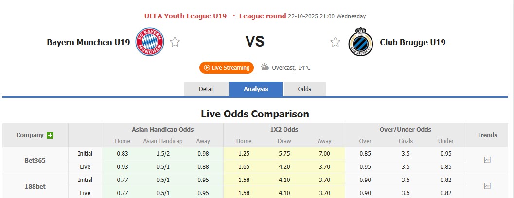 Nhận định, soi kèo U19 Bayern vs U19 Club Brugge, 21h00 ngày 22/10: Thách thức Hùm xám - Ảnh 1