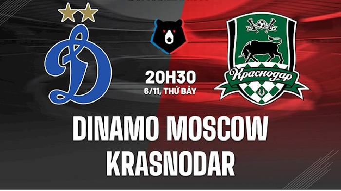 Nhận định, soi kèo Dinamo Moscow vs FK Krasnodar, 20h30 ngày 6/11
