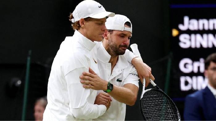 Dimitrov bỏ cuộc, Sinner vào tứ kết Wimbledon dù đang thua 2 set