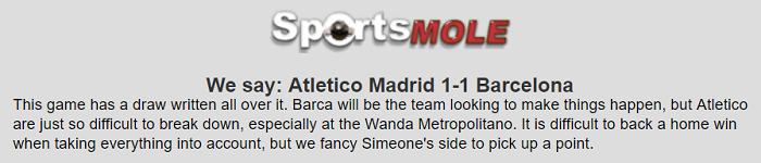 Dự đoán Atletico Madrid vs Barcelona (3h 2/12) bởi Sports Mole