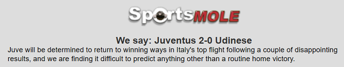 Dự đoán Juventus vs Udinese (21h 15/12) bởi Sports Mole