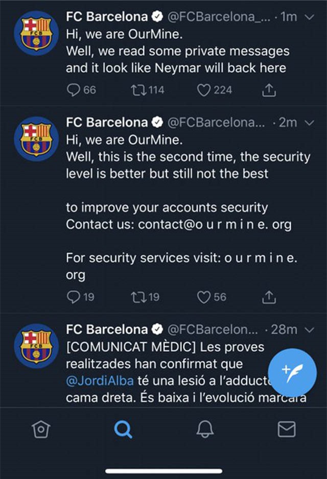 Trang chủ của Barcelona bị hack, tung tin vụ Neymar