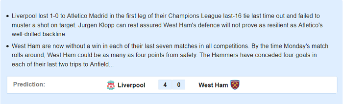 Liverpool vs West Ham (3h 25/2): Tội cho Búa tạ