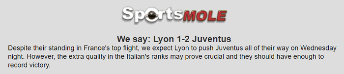 Dự đoán Lyon vs Juventus (3h 27/2) bởi Sports Mole