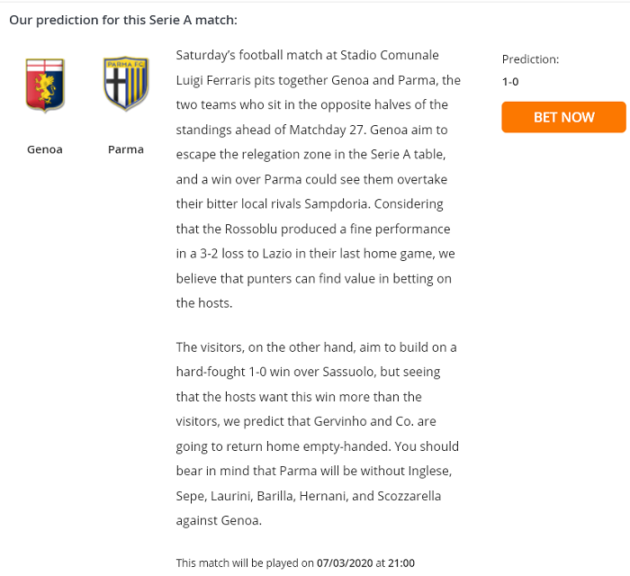 Genoa vs Parma (21h 7/3): Sức bật thế chân tường