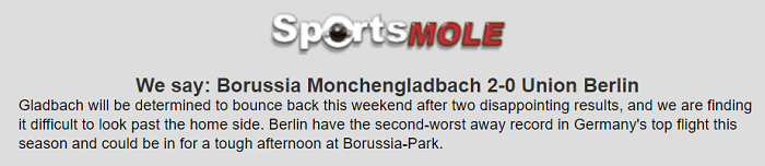 Dự đoán Monchengladbach vs Union Berlin (20h30 31/5) bởi Sports Mole
