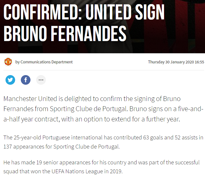 MU chính thức hoàn tất thương vụ Bruno Fernandes
